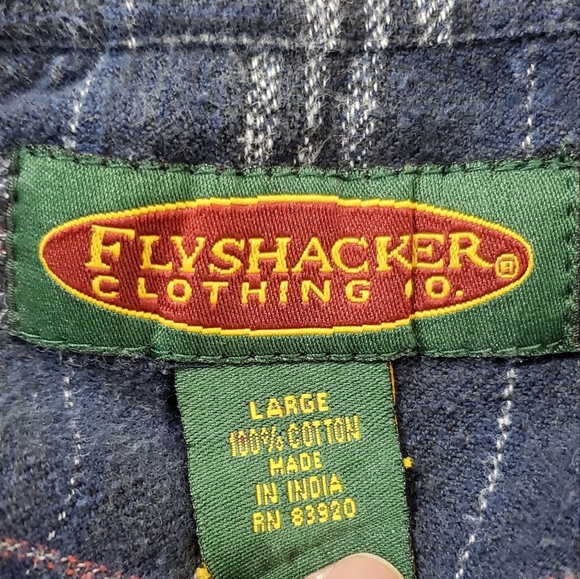 Men's Flyshacker Clothing Co 100% Cotton Blue & Red Plaid Flannel Shirt - Picture 12 of 13